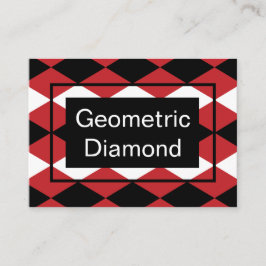 Zwart Wit Geometrisch Diamant op Rode Achtergrond Visitekaartje
