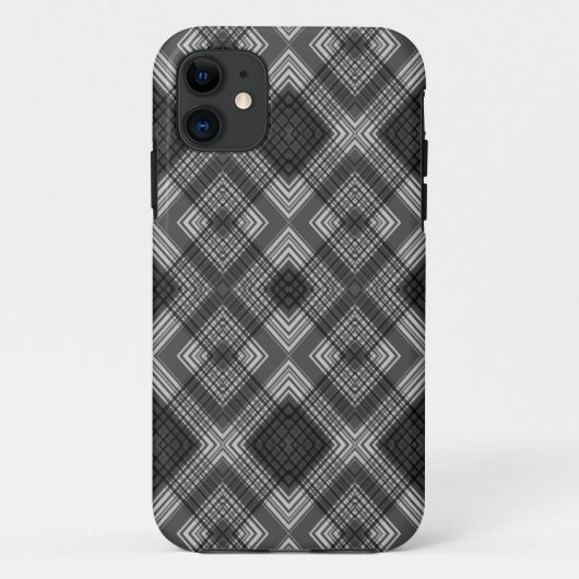 Zwart-wit geometrisch diamantpatroon Case-Mate iPhone case (Achterkant)