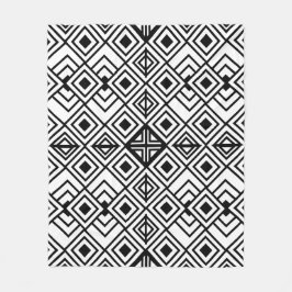 Zwart-wit geometrisch diamantpatroon fleece deken