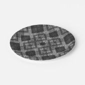 Zwart-wit geometrisch diamantpatroon papieren bordje (Gekanteld)