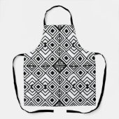 Zwart-wit geometrisch diamantpatroon schort (Voorkant)