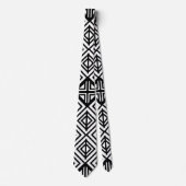 Zwart-wit geometrisch diamantpatroon stropdas (Voorkant)