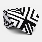 Zwart-wit geometrisch diamantpatroon stropdas (Opgerold)