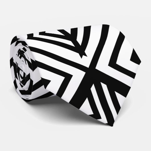 Zwart-wit geometrisch diamantpatroon stropdas (Opgerold)