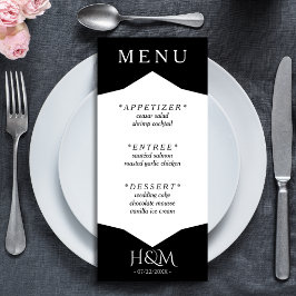 Zwart & Wit Geometrisch diner bruiloft receptie Menu