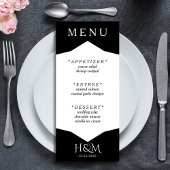 Zwart & Wit Geometrisch diner bruiloft receptie Menu