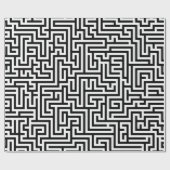 Zwart-wit geometrisch doolhofpatroon cadeaupapier (Vlak)