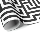 Zwart-wit geometrisch doolhofpatroon cadeaupapier (Rol Hoek)