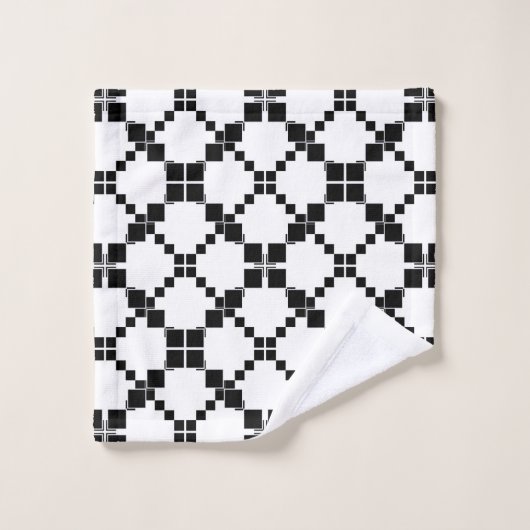 Zwart-wit, geometrisch, eenvoudig, modificeerbaar bad handdoek (Wasdoekje)