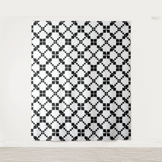 Zwart-wit, geometrisch, eenvoudig, modificeerbaar wandkleed (Voorkant)