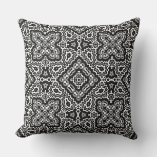 zwart-wit geometrisch etnisch ornament buitenkussen