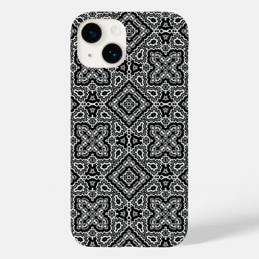 zwart-wit geometrisch etnisch ornament Case-Mate iPhone case (Achterkant)
