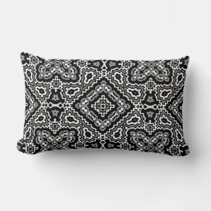 zwart-wit geometrisch etnisch ornament kussen