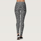 zwart-wit geometrisch etnisch ornament leggings (Achterkant)