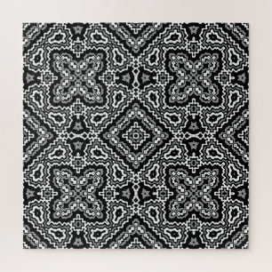 zwart-wit geometrisch etnisch ornament legpuzzel