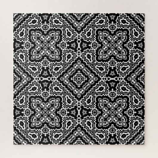 zwart-wit geometrisch etnisch ornament legpuzzel (Verticaal)
