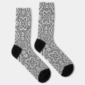 zwart-wit geometrisch etnisch ornament sokken (Rechts)