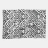 zwart-wit geometrisch etnisch ornament theedoek (Horizontaal)