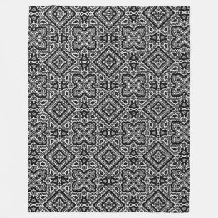 zwart-wit geometrisch etnisch patroon ornament fleece deken