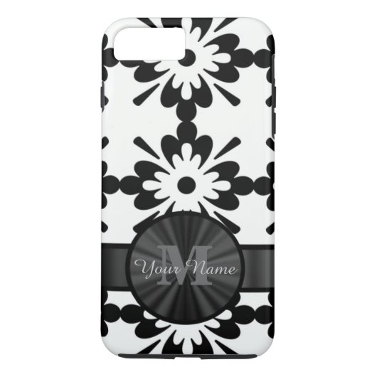 Zwart-wit geometrisch gepersonaliseerd Case-Mate iPhone case (Achterkant)