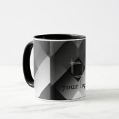 Zwart-wit geometrisch gepersonaliseerd mok (Voorkant links)
