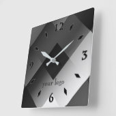 Zwart-wit geometrisch gepersonaliseerd vierkante klok (Hoek)