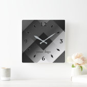Zwart-wit geometrisch gepersonaliseerd vierkante klok (Huis)