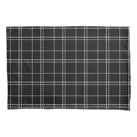 Zwart-wit geometrisch geruit patroon kussensloop (Voorkant)