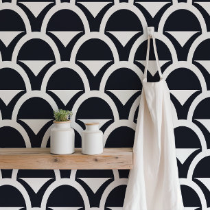 Zwart-wit geometrisch geschulpte behang