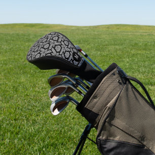 Zwart-wit geometrisch gestippeld patroon golfheadcover