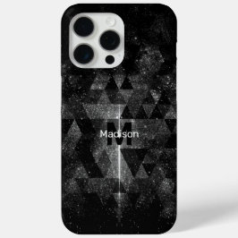 Zwart wit geometrisch glinsterend abstract Monogra iPhone 15 Pro Max Hoesje