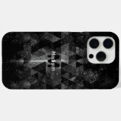 Zwart wit geometrisch glinsterend abstract Monogra Case-Mate iPhone Case (Achterkant (horizontaal))
