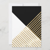 Zwart wit Geometrisch Gold Stripes Modern design Kaart (Achterkant)