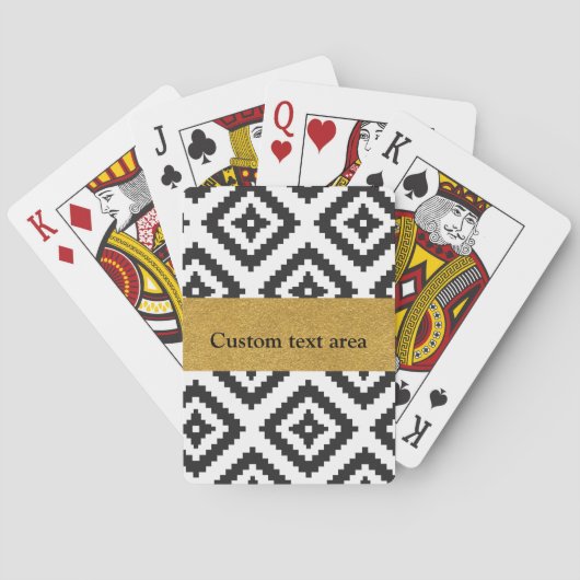 Zwart & wit geometrisch & goud chic speelkaarten (Achterkant)