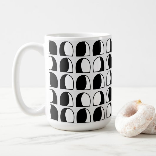Zwart-wit geometrisch halve cirkel koffiemok (Met donut)