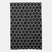 Zwart-wit geometrisch hexagon patroon theedoek (Verticaal)