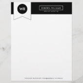 Zwart-wit geometrisch Hoesje Letter Briefhoofd (Voorkant)