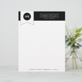 Zwart-wit geometrisch Hoesje Letter Briefhoofd (Staand voorkant)