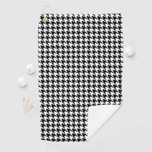 Zwart-wit geometrisch Houndstooth-patroon Golfhanddoek (Insitu)