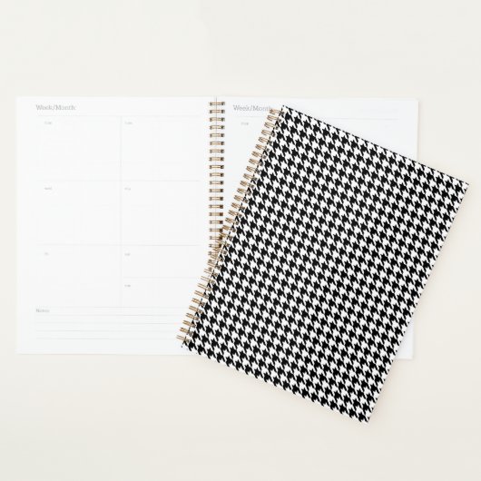 Zwart-wit geometrisch Houndstooth-patroon Planner (Display)