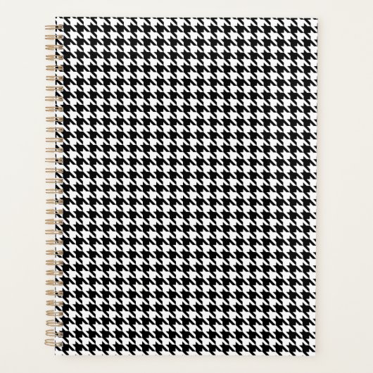 Zwart-wit geometrisch Houndstooth-patroon Planner (Voorkant)