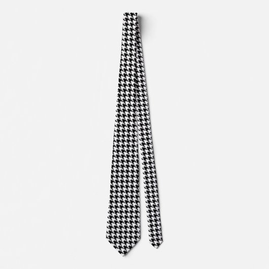 Zwart-wit geometrisch Houndstooth-patroon Stropdas (Voorkant)