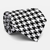 Zwart-wit geometrisch Houndstooth-patroon Stropdas (Opgerold)