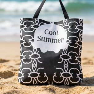Zwart-wit geometrisch ijsje kegel tote bag
