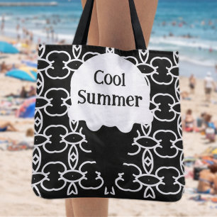 Zwart-wit geometrisch ijsje kegel tote bag