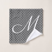 Zwart-wit Geometrisch Initiaal Monogram Bad Handdoek (Wasdoekje)