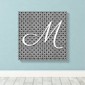 Zwart-wit Geometrisch Initiaal Monogram Canvas Afdruk (Insitu (Houten vloer))