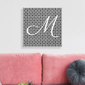 Zwart-wit Geometrisch Initiaal Monogram Canvas Afdruk (Insitu (Woonkamer))