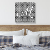 Zwart-wit Geometrisch Initiaal Monogram Canvas Afdruk (Insitu (Slaapkamer))