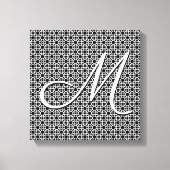 Zwart-wit Geometrisch Initiaal Monogram Canvas Afdruk (Voorkant)